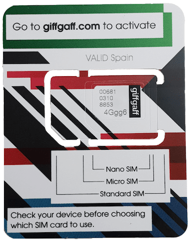 13 digits code giffgaff SIM